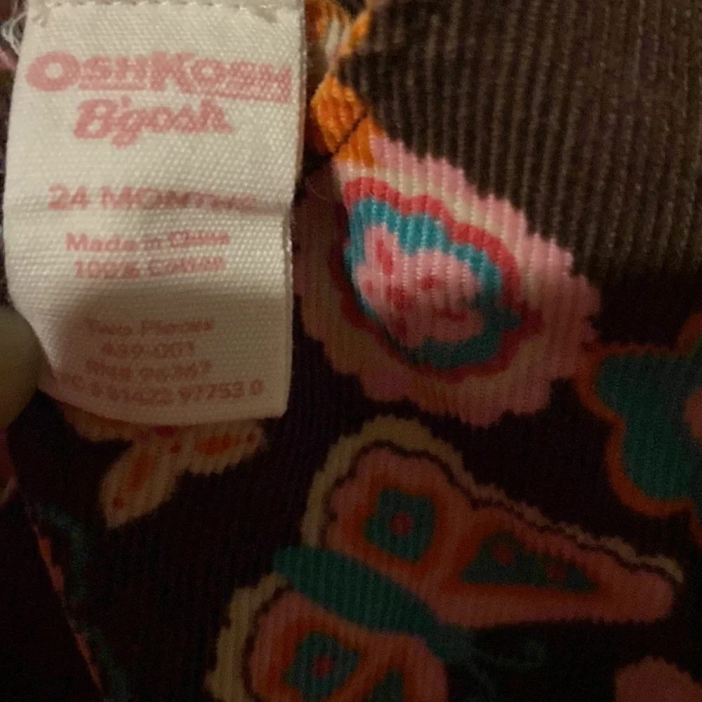 Oshkosh Vintage Brown‎ Floral Corduroy Dress 24 Months